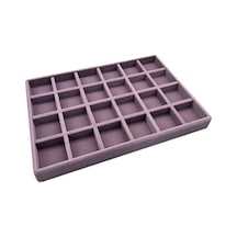 Yerli Üretim Süet Kumaş Lila Renk 34 Cm / 24 Cm 24 Bölmeli Çekmece Içi Takı Standı Çok Renkli