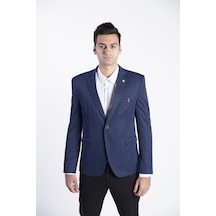 Sposo 5102 Dar Kalıp Örme Kumaş Lacivert Erkek Blazer Ceket Lacivert