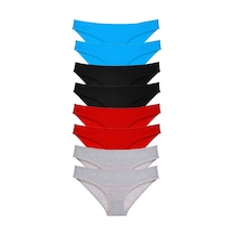 8 Adet Süper Eko Set Likralı Kadın Slip Külot Siyah Kırmızı Gri Mavi Çok Renkli