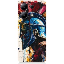 Xiaomi Redmi Note 13 Uyumlu Kan İçinde Savaşçı Miğfer Desenli Silikon Kılıf Çok Renkli