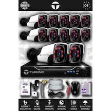 Turkno 12 Kameralı Pania 12 Dış Kamera Set 500 GB HDD Full HD Gece Görüşlü Güvenlik Kamerası Sistemi