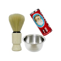 Klasik Tıraş Seti Ahşap Saplı Sakal Tıraş Fırçası Paslanmaz Çelik Tıraş Tası Tıraş Sabunu