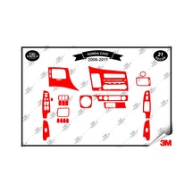 Honda Civic 2006-2011 Torpido Konsol Trim Göğüs Maun Kaplama Set 21 Parça Kırmızı