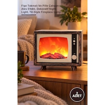 2 Adet Tv Tasarımlı Ledli Şömine Lamba Fişe Takmalı Ve Pille Çalışan Alev Efekti, Dekoratif Night Light, Tv-style Fireplace Lamp