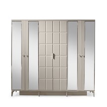 Paris Gardırop-mdf-kum Beji-230x58x210cm-6 Kapak-aynalı Kapak Kumbeji