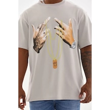 Epilons Zenda1125 Unisex Baskılı Oversize T-shirt - Gri Zenda478