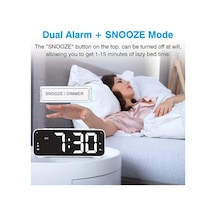 Oldfriend Beyaz Kabuk Beyaz Rakam Titreşimli Çalar Saat, 6,5" Led Ekran, 4 Parlaklık Seviyesi Beyaz Kabuk Beyaz Karakterler