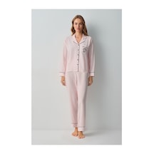 Suwen Emily Gömlek Yaka Pijama Takımı Wsh10510011919 Pembe