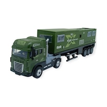 Metal Tır 1:24 - Sesli Işıklı Karavan Tır 39 Cm - Yeşil Çok Renkli