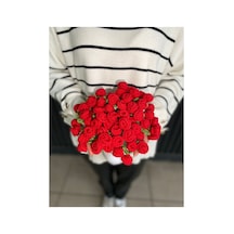 Kırmızı Güllü Buket Battaniye Buket Şal90 Cm