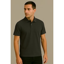 Parshey Regular Fit %100 Pamuk Polo Yaka Yarım Kollu Basic T-shirt Füme