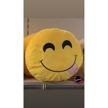 Dil Çıkartan Emoji Yastık Peluş Oyuncak Büyük 35 Cm Sarı