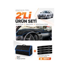 Mıtsubıshı Carısma Büyük Ekran 1997-2003 Uyumlu Torpido Örtüsü + Deri Çanta Seti - Siyah Mavi