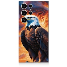 Samsung Galaxy S24 Ultra Uyumlu Siyah Beyaz Kartal Desenli Silikon Kılıf