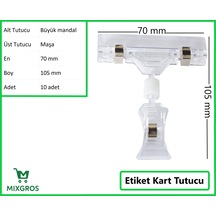 Etiket Tutucu / Maşalı / Büyük Mandal / Şeffaf / 70x105 Mm / 10 Adet