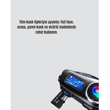 Lcd Ekranlı Bluetooth Kask Kulaklığı Fm Radyo Ve Sd Kart Girişli - Lisinya