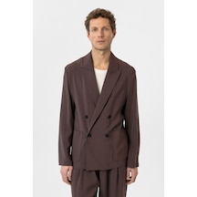 Antioch Relax Fit Diagonel İnce Erkek Blazer Ceket Kahve
