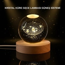 Northcity Led Işıklı Kristal Küre Ahşap Standlı Dekoratif Gezegen Model - Ev İçi Aydınlatma