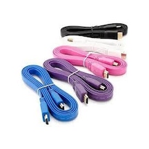 Hdmi Yassi Kablo Kaliteli Flat Hdmi Kablo V1.4 3D 1.5M Pembe
