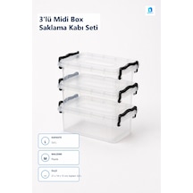 3'lü Midi Box Saklama Kabı Seti 3 X 1,2 L Çok Renkli