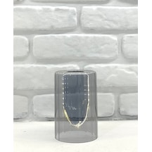 Füme Gri Rengi Çizgili Parlak Boru Cam Avize Şamdan Abajur10x15cm