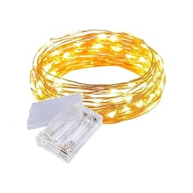 Yılbaşı Çam Ağacı Işığı Peri Led 10 Mt Sarı Renk Tel Led Pilli Dekoratif Led Aydınlatma