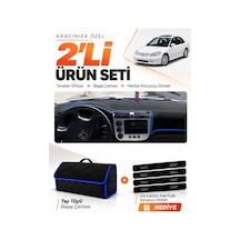 E-biz Honda Civic Vtec2 2002-2005 Uyumlu Torpido Örtüsü + Tay Tüyü Çanta - Siyah-mavi - Ho009