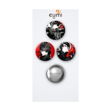 Persona 5 Oyunu Ren Amamiya 3'lü Metal Rozet Seti 58mm İğneli Buton Çanta Yaka Rozeti Çok Renkli