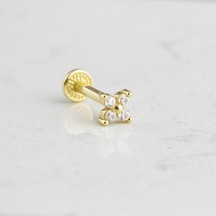 Glorria Altın Kelebek Tragus Piercing Çok Renkli