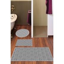 Dekoreko Kaymaz Taban Djt 3 Lü Banyo Paspas Takımı Trend Karışık Modern 605m gri