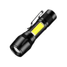 Işaret Feneri El Feneri Mini Led El Feneri Dahili Pil Zoom Odaklı El Feneri Lümen Ayarlanabilir Su Geçirmez El Feneri Siyah