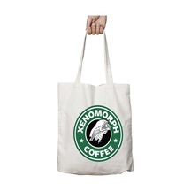 Art Hediye Alien Xenomorph Coffee Starbucks İki Taraf Kalıcı Yıkanabilir Okul Plaj Omuz Bez Çanta Çok Renkli