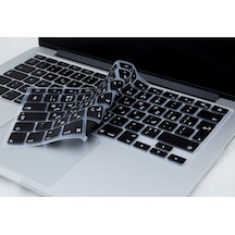 Laptop Apple Uyumlu MacBook Air Pro Klavye Koruyucu 13-15-17Inc Arabic Uk Baskı Siyah