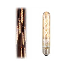 Vintage Led Ampul, E27, 4w, 2500k Sıcak Sarı Işık, Amber Cam, 18,5 Cm, Retro Rustik Ampul Amber Renk Işık Çubuk C