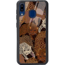Samsung Uyumlu A30 Leoparlar Tasarımlı Glossy Telefon Kılıfı Çok Renkli