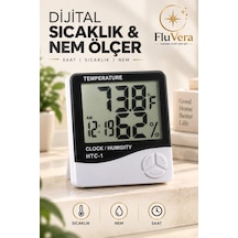 Dijital Termometre Nem Ölçer Saatli Higrometre Sıcaklık Ölçer Lcd Ekran