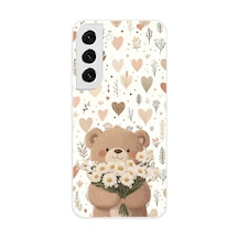 Samsung Galaxy S22 Uyumlu Romantik Sevimli Ayıcık Baskılı Silikon Kılıf Renkli