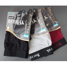 Berrak 4476 Erkek Modal Çok Renkli Likralı Boxer 3 Adet Çok Renkli