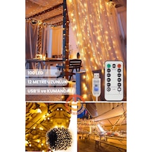 Technosmart 100 Ledli Usbli Kumandalı 8 Modlu Şerit Led Işık Parti Süsleme Organizasyon Sarı