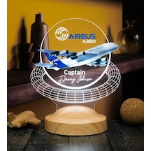 A380 Yolcu Uçağı Renkli Baskılı Kişiye Özel 3d Led Lamba Uçak - Pilot Hediyesi Diğer