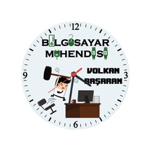 Bilgisayar Mühendisine Hediye Isimli Cam Duvar Saati Çok Renkli