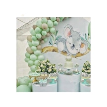 Pastel Gri Yeşil Balon Balon Zinciri 100 Adet Mix