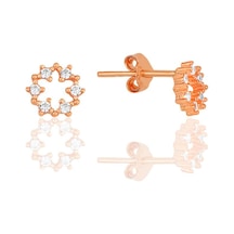 Söğütlü Silver Gümüş Rose Zirkon Taşlı Kar Tanesi Küpe Barcode Gold - Rose Gold - Rodyum