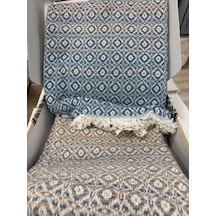 Sesli Comfort Mavi Bej Skoç Pamuk Örme Battaniye 200x220 Çift Kişilik Battal Diğer