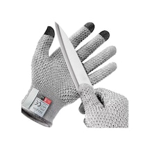 Kesilmeye Dayanıklı Dokunmatik Parmak Ucu Gıda İle Uyumlu Eldiven Gri