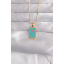 316l Çelik Gold Renk Mavi Mineli Tarot Kolye - Tj-bko9030