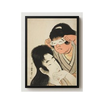 Klasik Sanat Utamaro Yamauba Ve Oyuncak Maskeli Kintaro Çerçevesiz Poster 21x30 Cm A4 Tablo