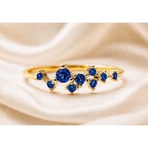 Star Safir Gümüş Yüzük, 925 Ayar Zirkon Safir Star Gümüş Yüzük Altın Star Safir Gümüş Yüzük, 925 Ayar Zirkon Safir Star Gümüş Yüzük Altın