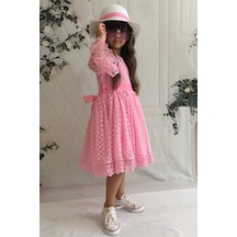 Mnk Baby & Kids Krem Şapkalı Dantelli Kız Çocuk Elbise 001