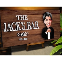 Bk Gift Kişiye Özel Karikatürlü Kabartma Tasarım Ceviz Ahşap Bar Tabelası, Home Bar Tabela, Rustik Ev Dekorasyonu, Duvar Dekoru-3